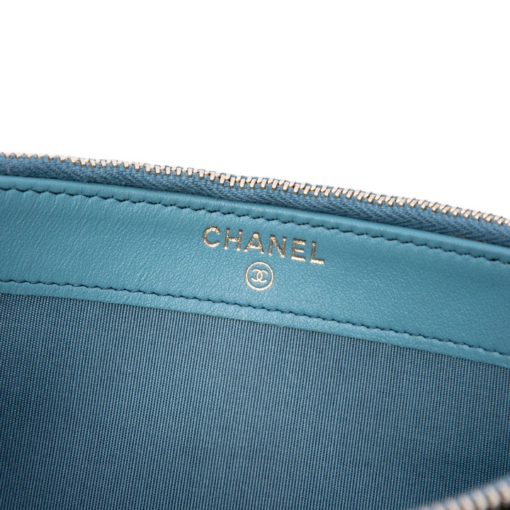 Chanel Raffia Deauville Double Zip Pochette avec chaîne
