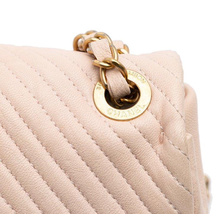 Medium Chevron Wrinkled Calfskin Medallion Charm Flap Brown - Gaby Paris