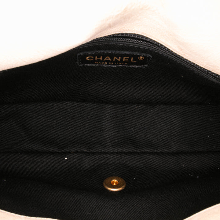 Medium Chevron Wrinkled Calfskin Medallion Charm Flap Brown - Gaby Paris