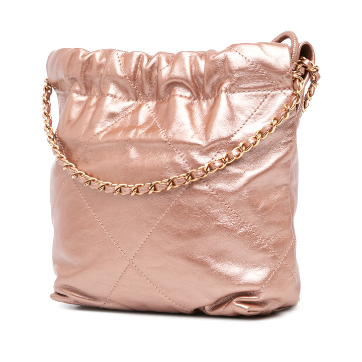 Mini Metallic Quilted Calfskin 22 Satchel Pink - Gaby Paris
