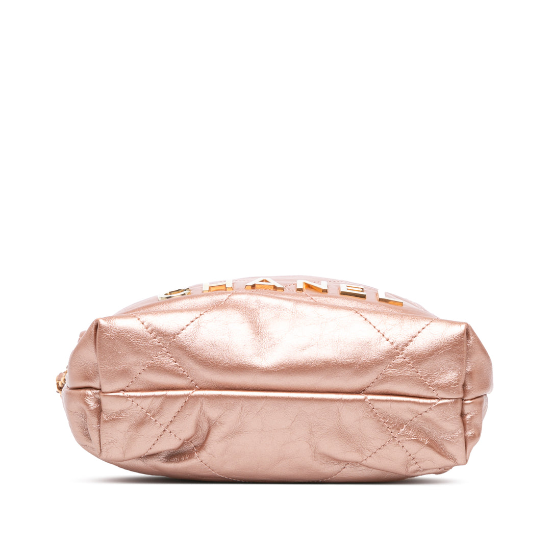 Mini Metallic Quilted Calfskin 22 Satchel Pink - Gaby Paris