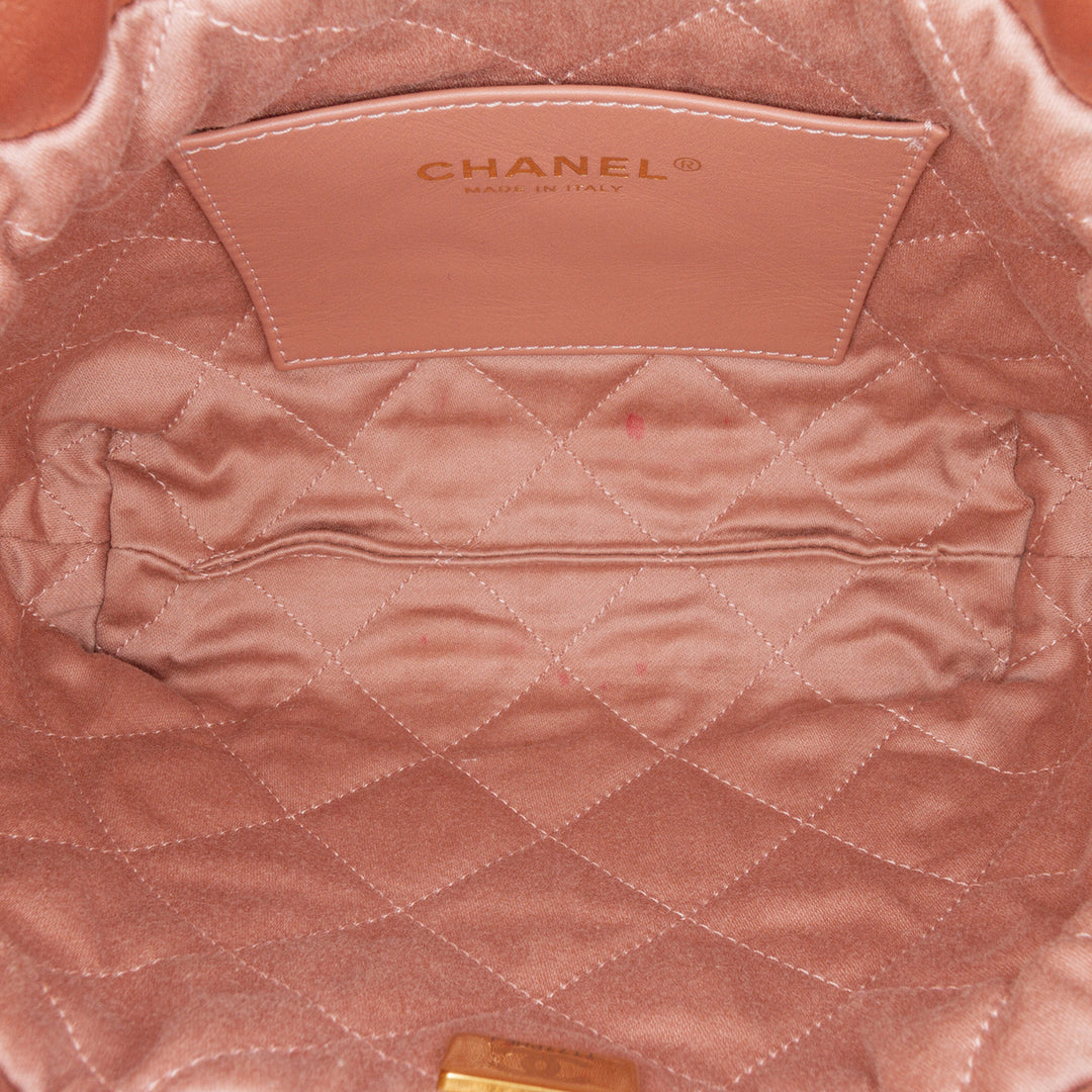 Mini Metallic Quilted Calfskin 22 Satchel Pink - Gaby Paris