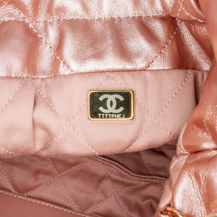 Mini Metallic Quilted Calfskin 22 Satchel Pink - Gaby Paris