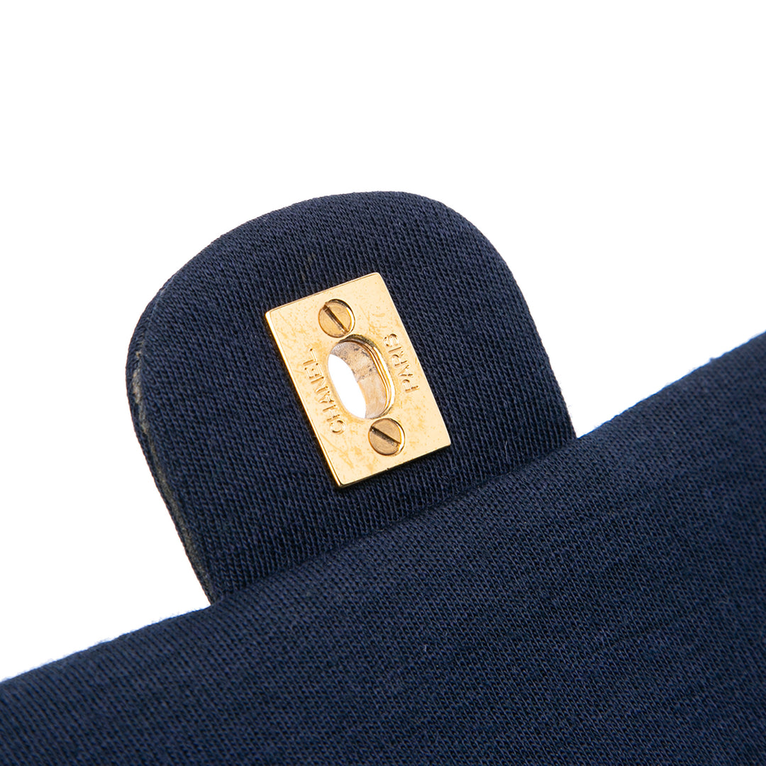 Chanel Medium Classic Jersey Double rabat Bleu – GABY PARIS Authentique