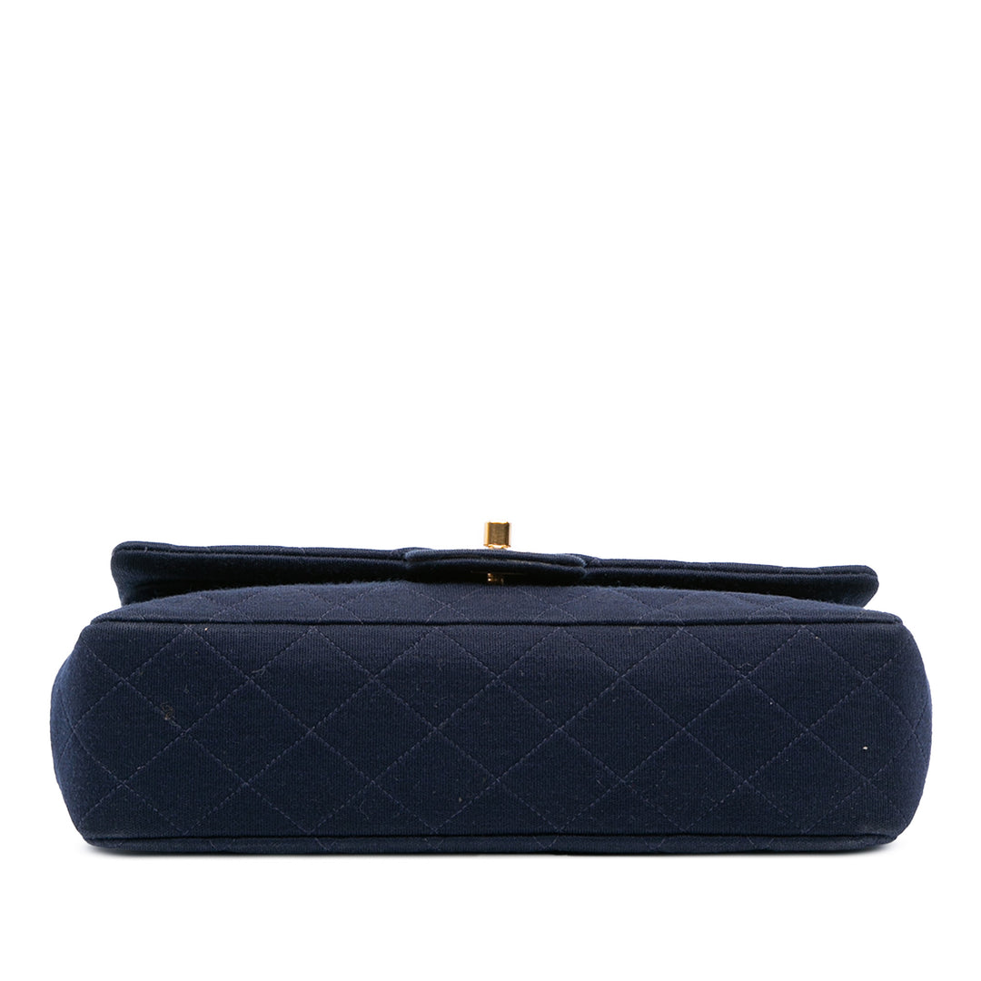 Chanel Medium Classic Jersey Double rabat Bleu – GABY PARIS Authentique