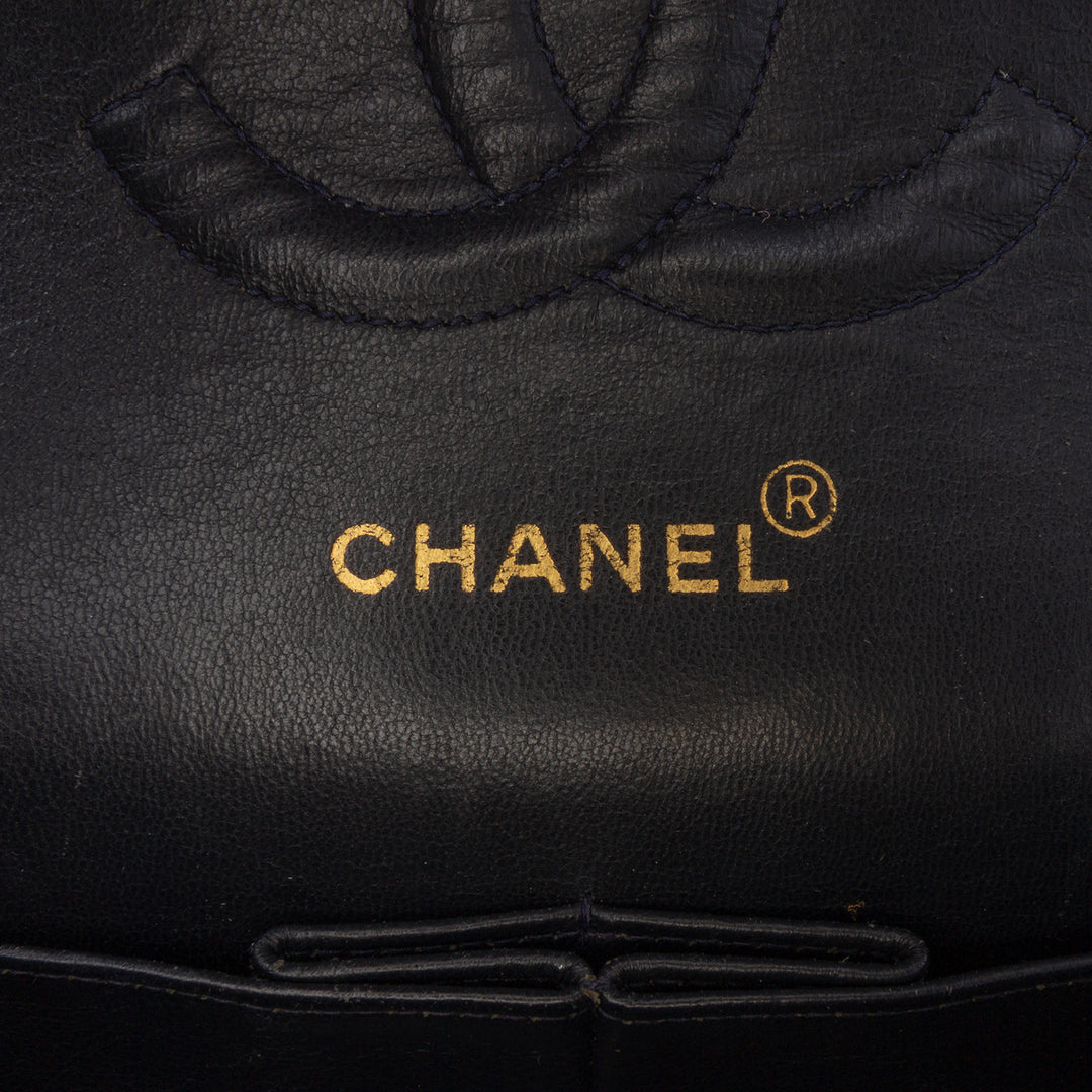 Chanel Medium Classic Jersey Double rabat Bleu – GABY PARIS Authentique