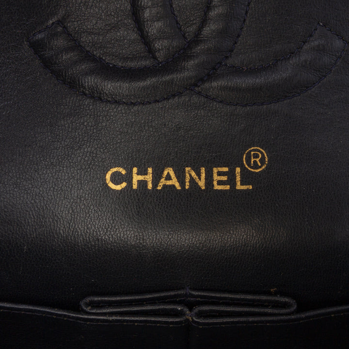 Chanel Medium Classic Jersey Double rabat Bleu – GABY PARIS Authentique