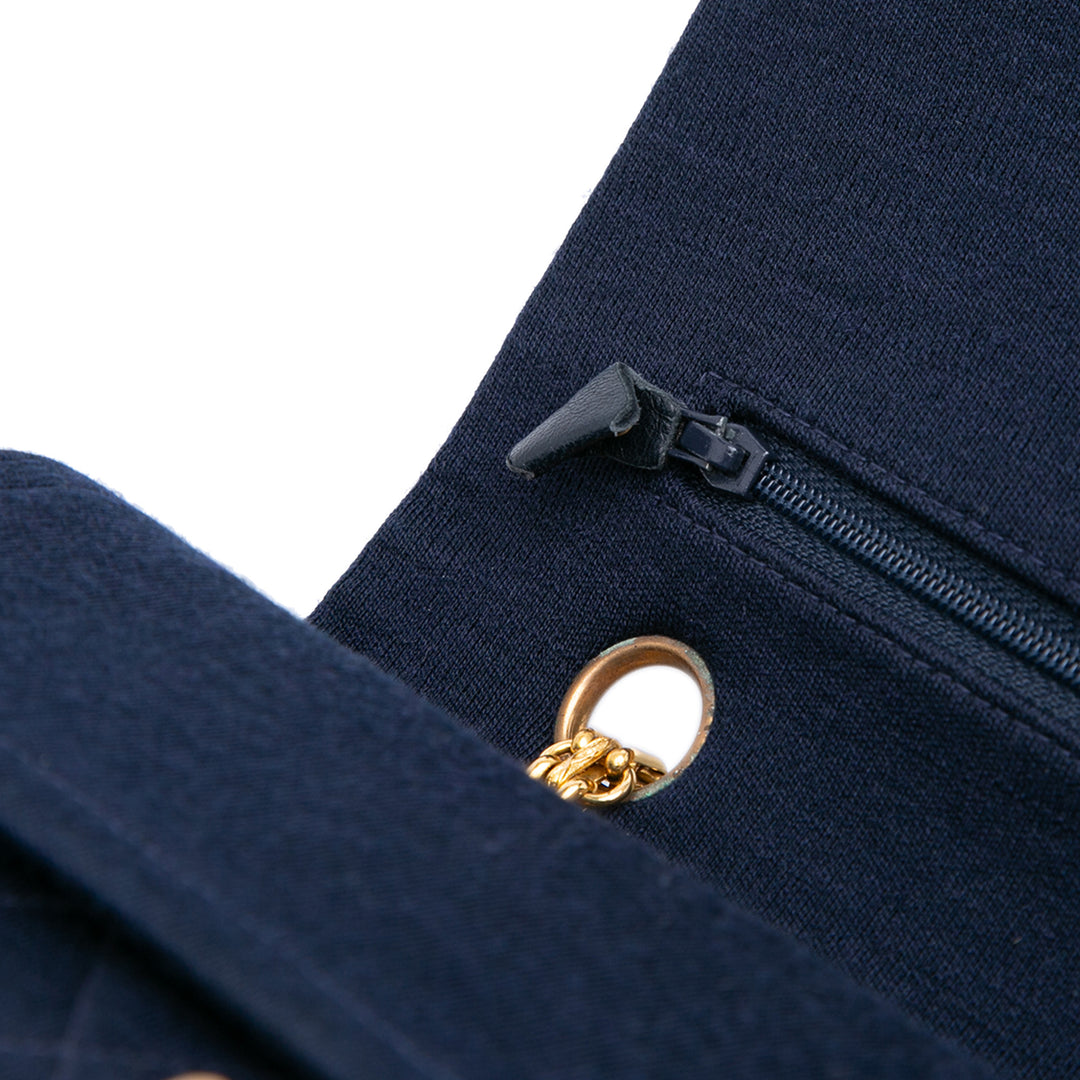 Chanel Medium Classic Jersey Double rabat Bleu – GABY PARIS Authentique