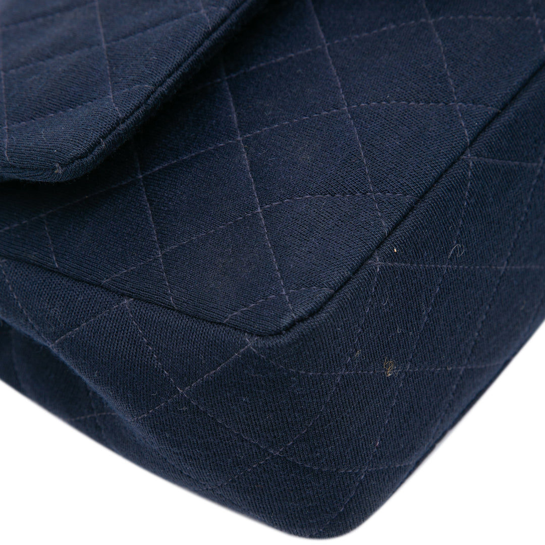Chanel Medium Classic Jersey Double rabat Bleu – GABY PARIS Authentique
