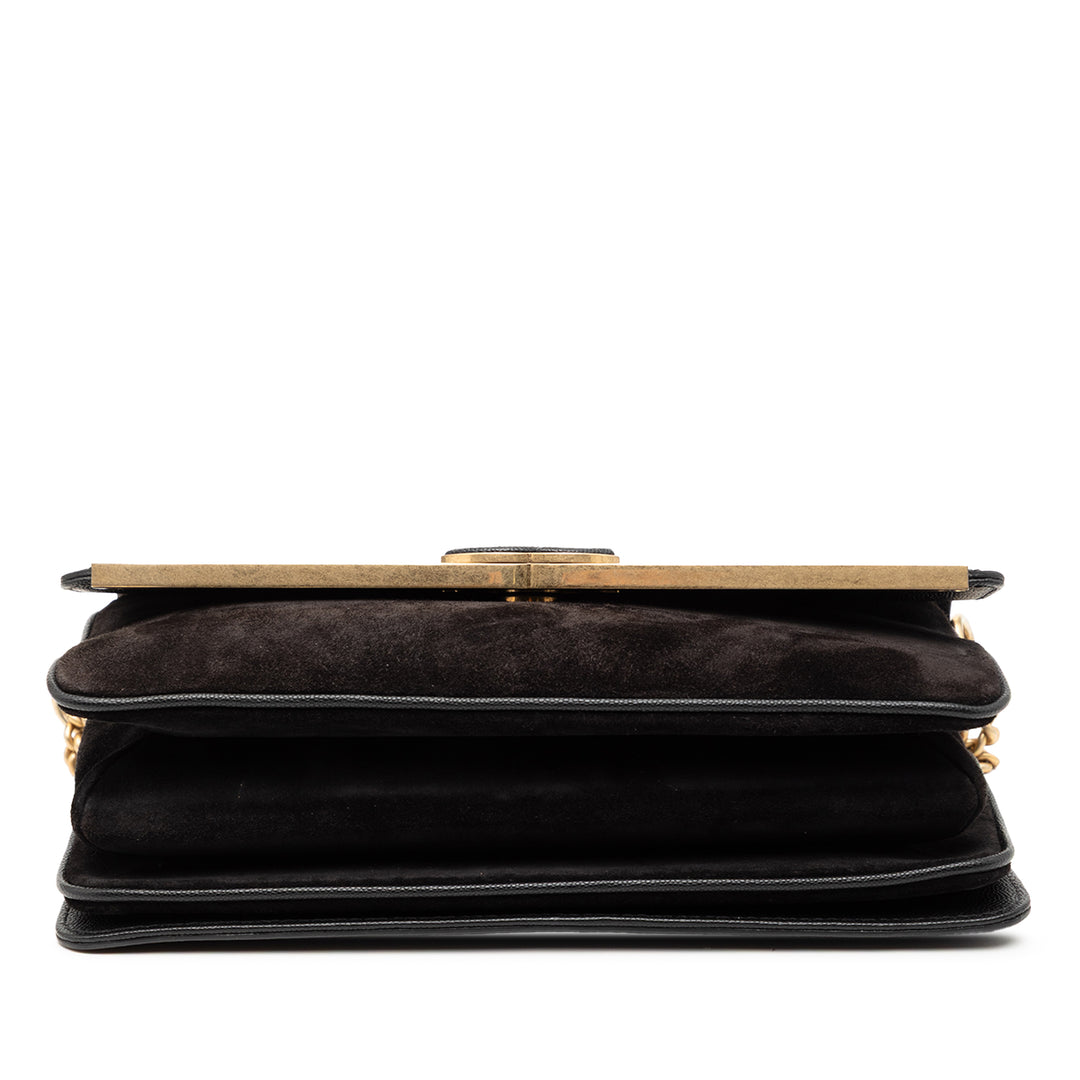 Chanel CC Surpiqué Caviar et Daim Lady Coco à rabat