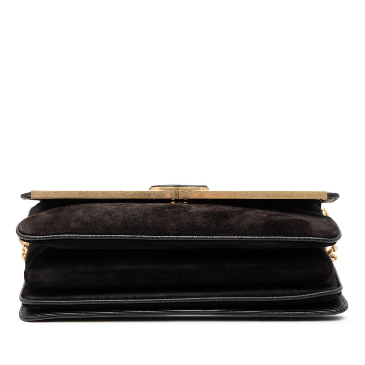 Chanel CC Surpiqué Caviar et Daim Lady Coco à rabat