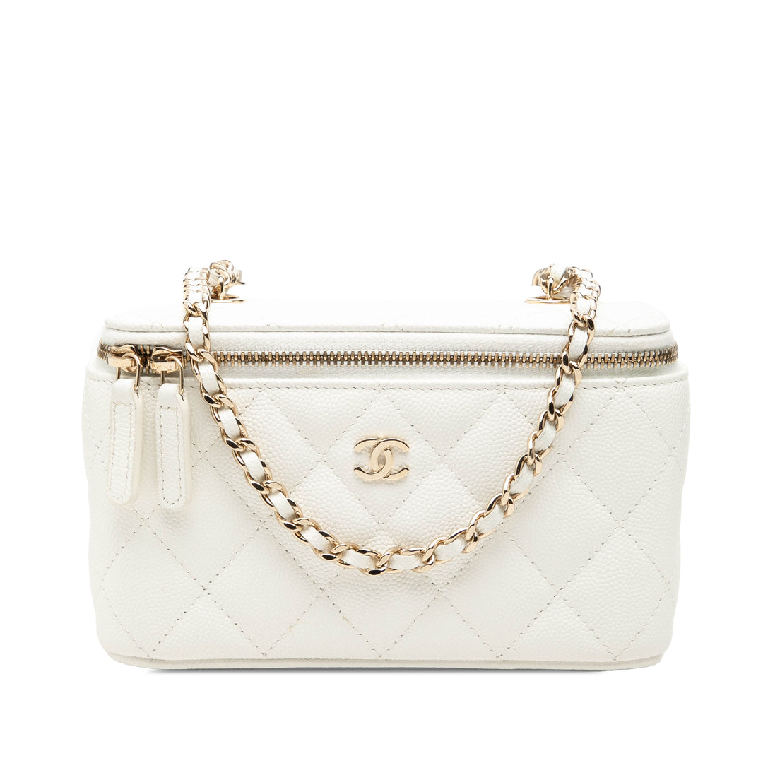 Chanel Matelassé Vanity avec chaîne Petit Cuir caviar
