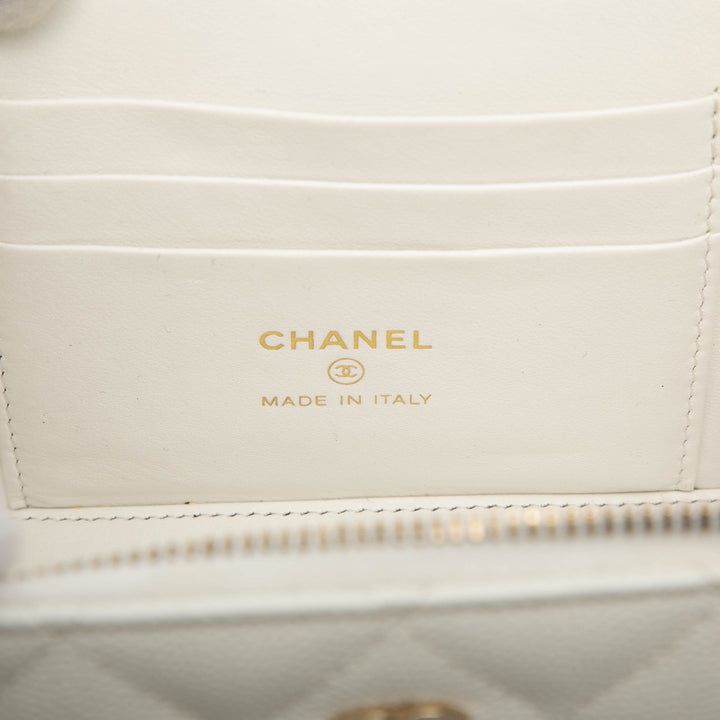 Chanel Matelassé Vanity avec chaîne Petit Cuir caviar