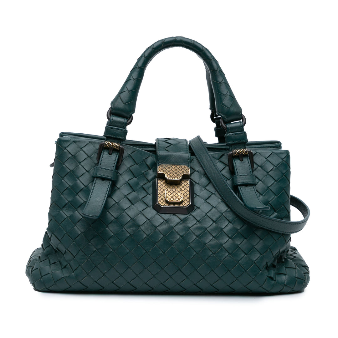 Mini Nappa Intrecciato Roma Satchel Green - Gaby Paris