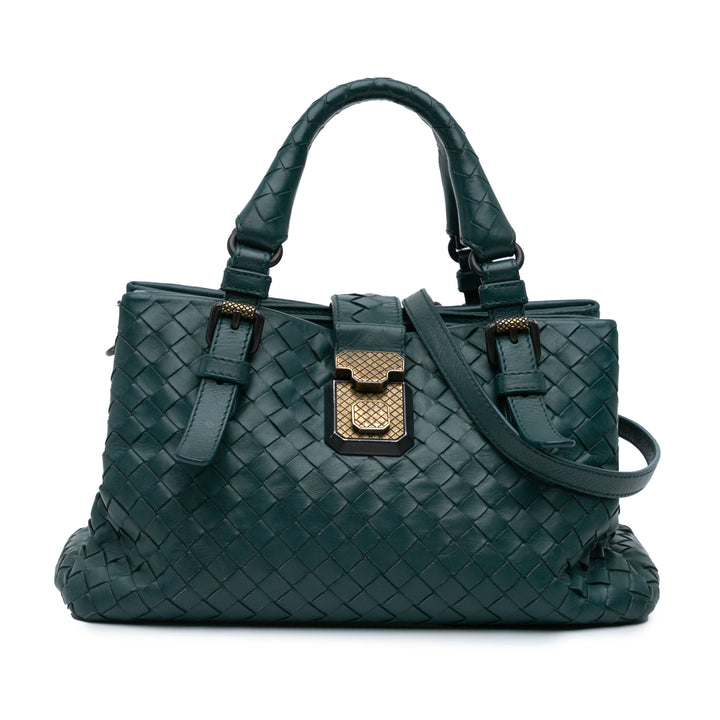 Mini Nappa Intrecciato Roma Satchel Green - Gaby Paris