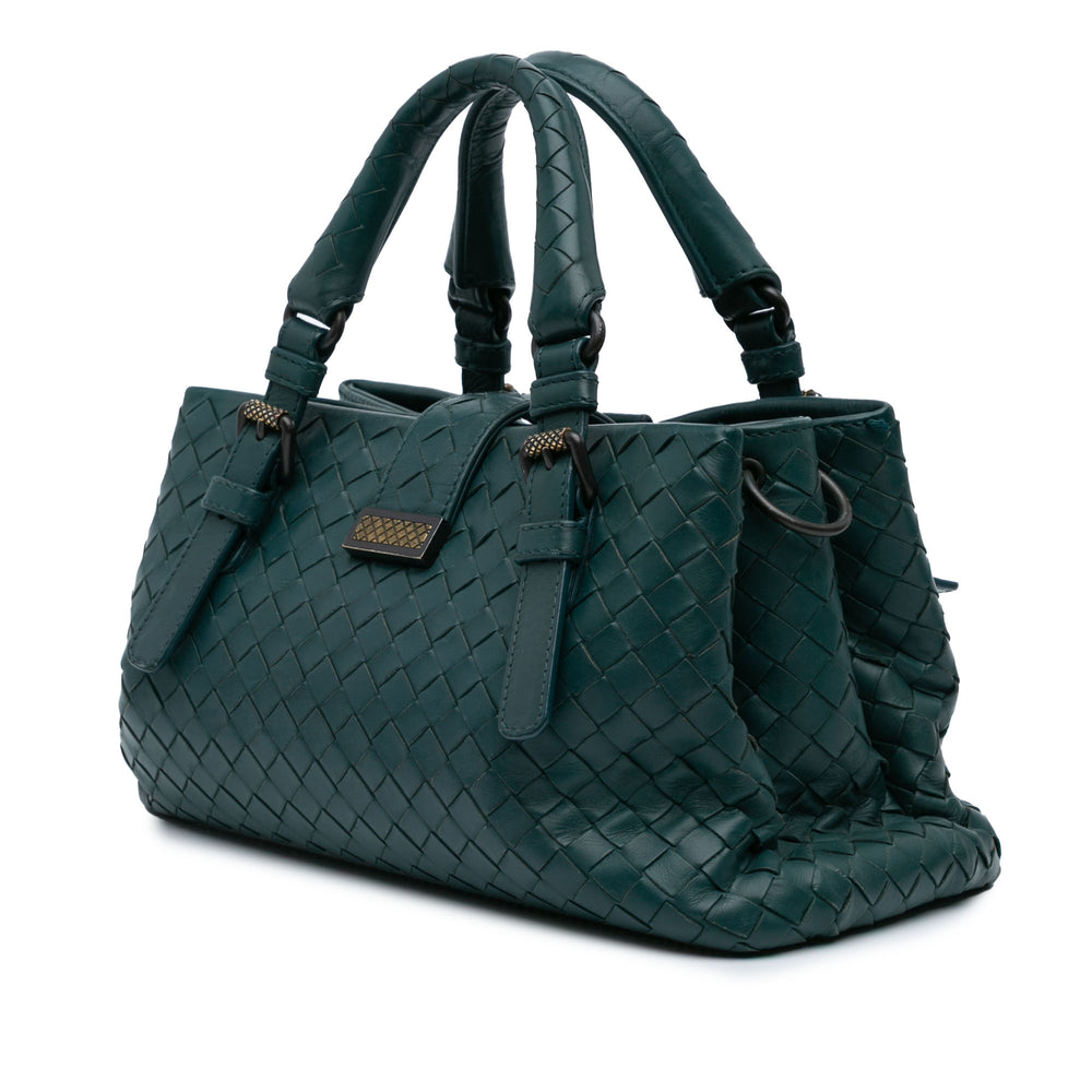 Mini Nappa Intrecciato Roma Satchel Green - Gaby Paris