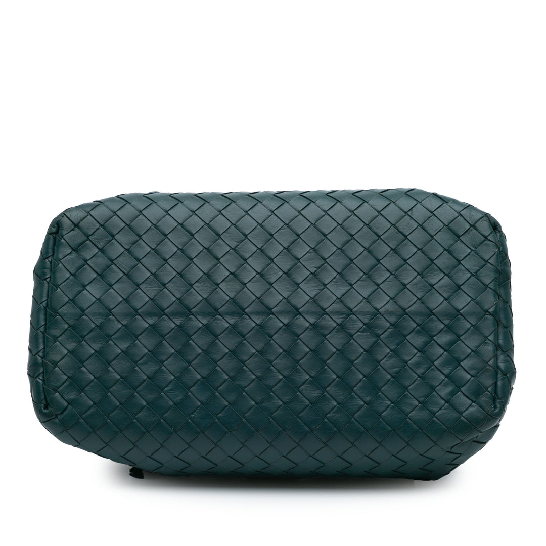 Mini Nappa Intrecciato Roma Satchel Green - Gaby Paris