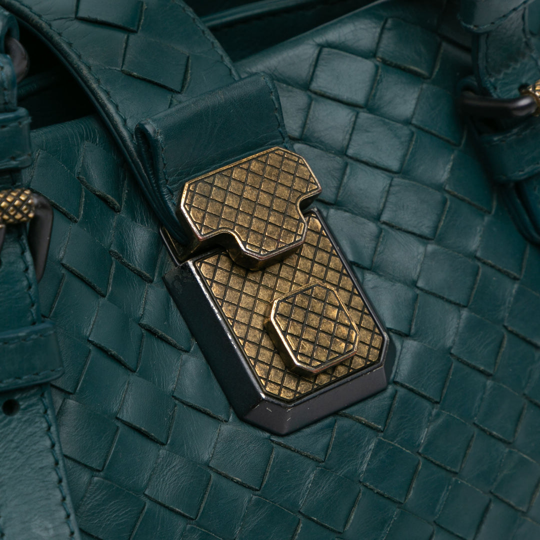 Mini Nappa Intrecciato Roma Satchel Green - Gaby Paris