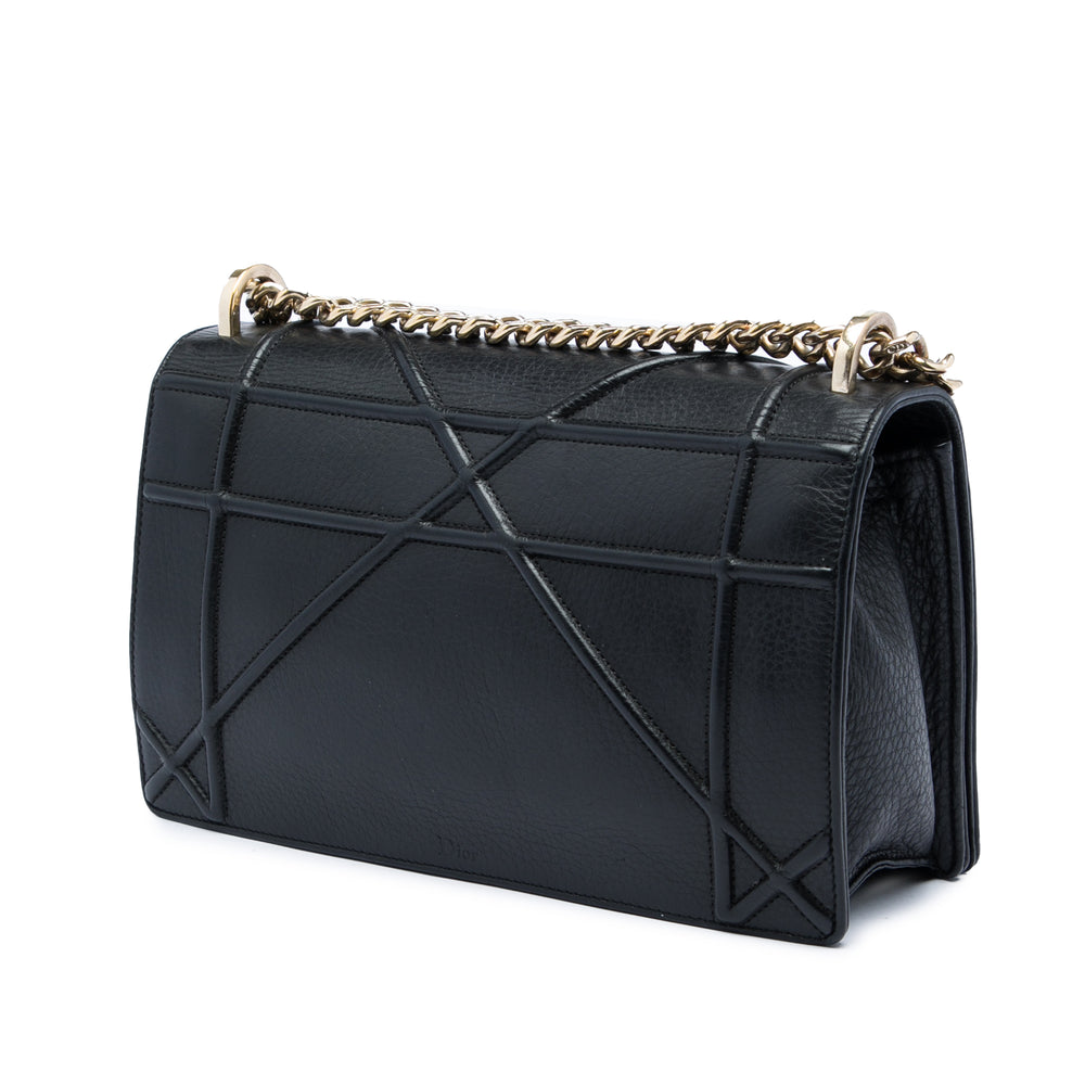 Dior grainé Diorama à rabat Moyen Cuir de veau grainé Noir – vue 2 – GABY PARIS