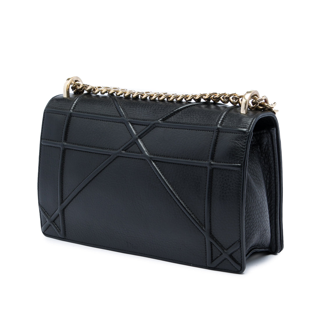 Dior grainé Diorama à rabat Moyen Cuir de veau grainé Noir – vue 2 – GABY PARIS