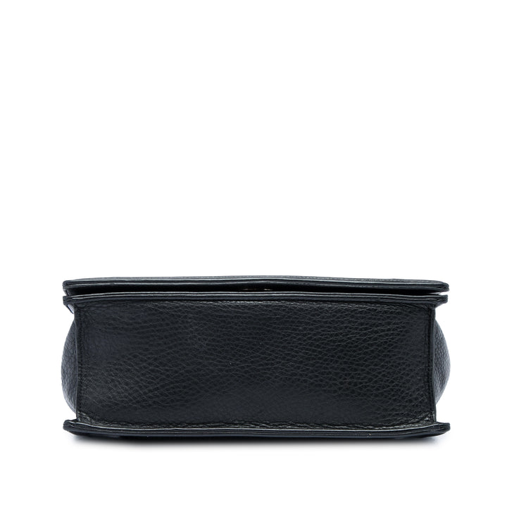 Dior grainé Diorama à rabat Moyen Cuir de veau grainé Noir – vue 3 – GABY PARIS