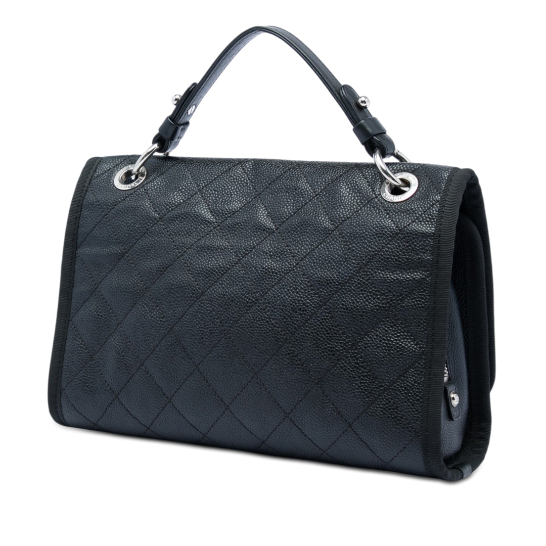 Chanel CC Matelassé Caviar et Grosgrain anse supérieure à rabat