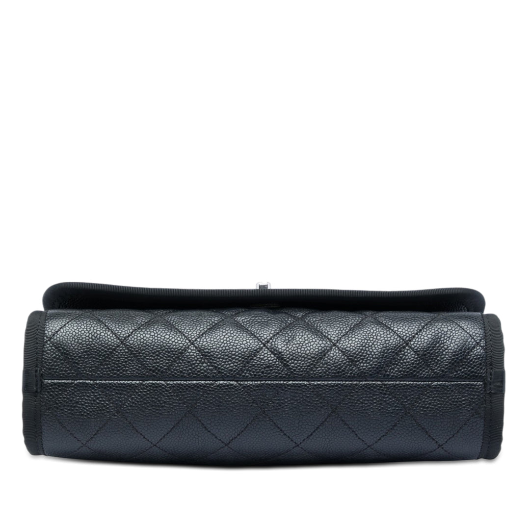 Chanel CC Matelassé Caviar et Grosgrain anse supérieure à rabat