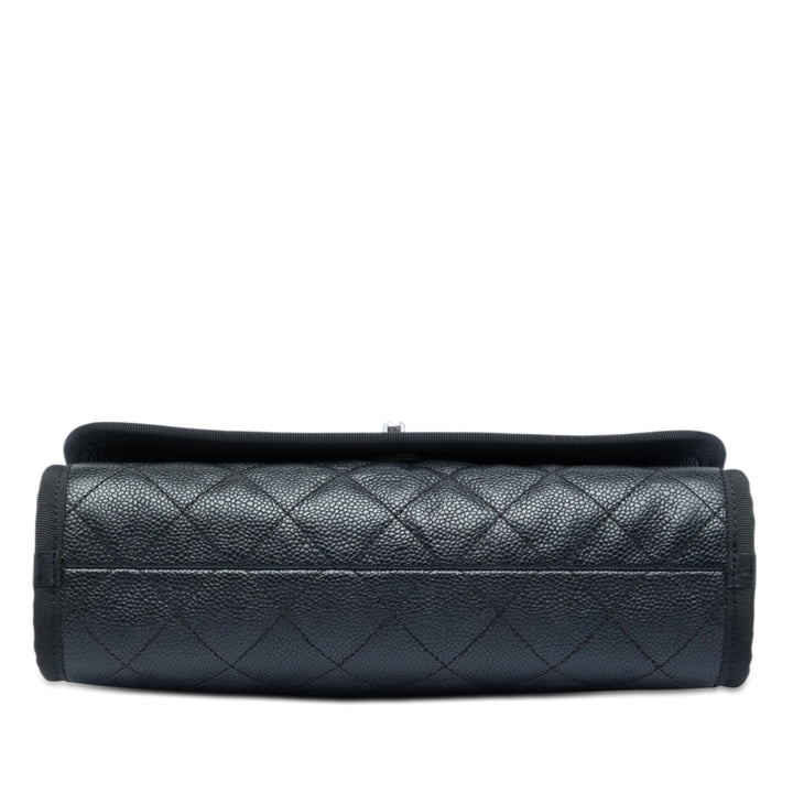 Chanel CC Matelassé Caviar et Grosgrain anse supérieure à rabat