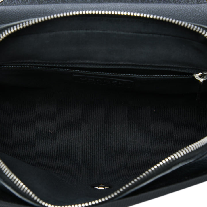 Chanel CC Matelassé Caviar et Grosgrain anse supérieure à rabat