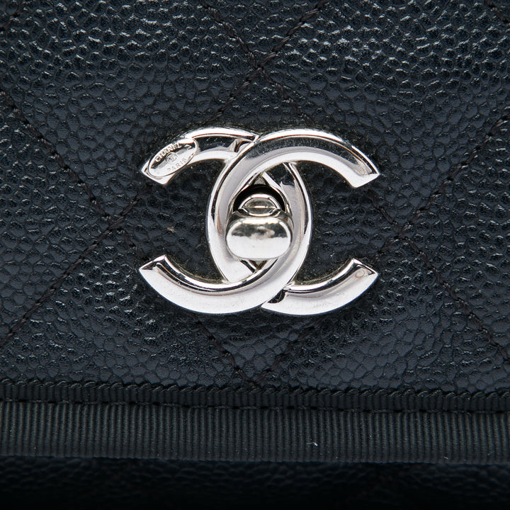 Chanel CC Matelassé Caviar et Grosgrain anse supérieure à rabat