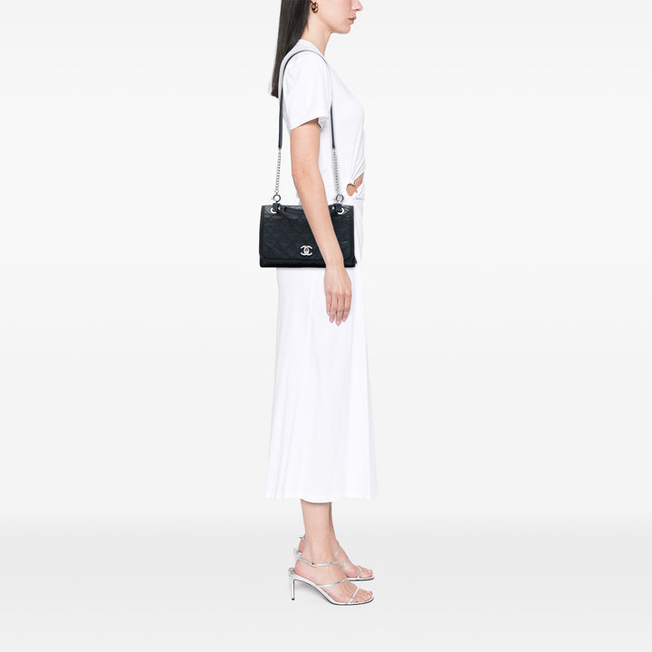 Chanel CC Matelassé Caviar et Grosgrain anse supérieure à rabat
