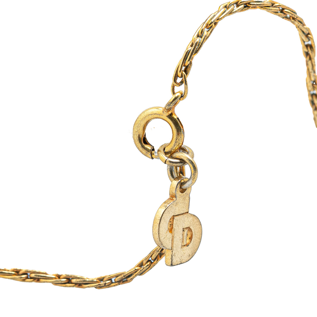 Gold Plated Rhinestones Padlock Pendant Necklace Gold - Gaby Paris