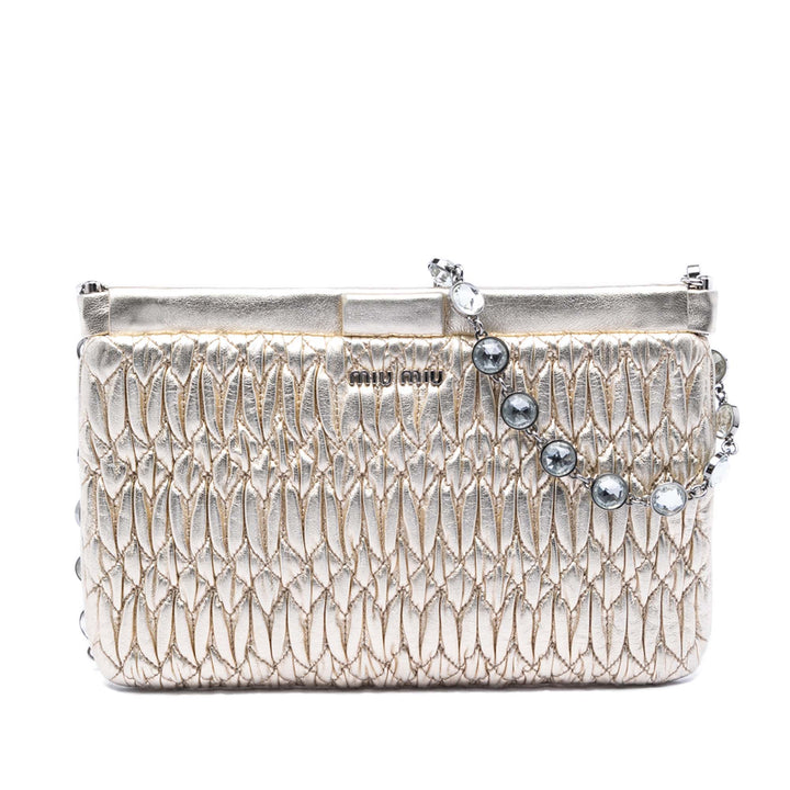 Miu Miu Matelasse Nappa Frame Cristal Chain Sac bandoulière