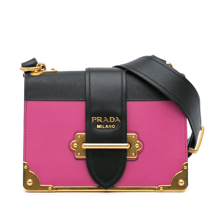 Saffiano Trimmed City Calf Cahier Crossbody Pink - Gaby Paris