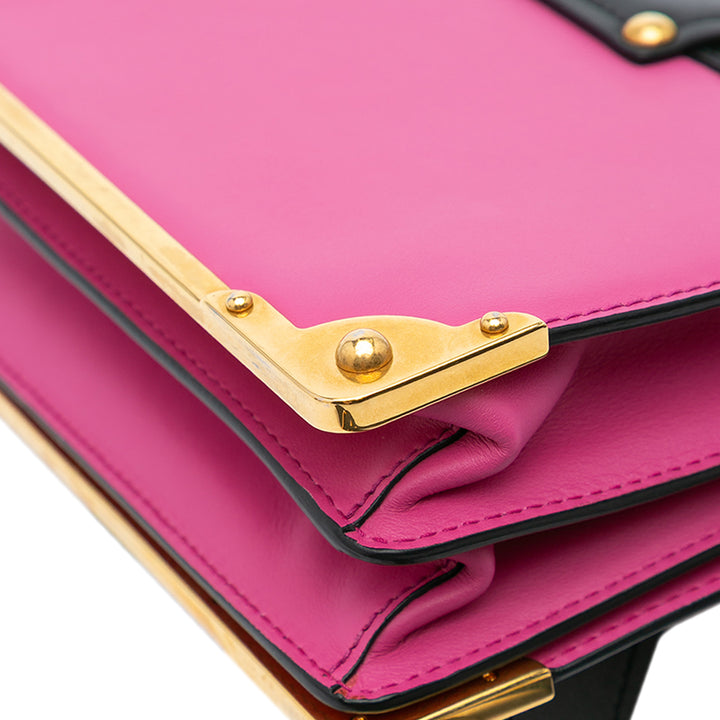 Saffiano Trimmed City Calf Cahier Crossbody Pink - Gaby Paris