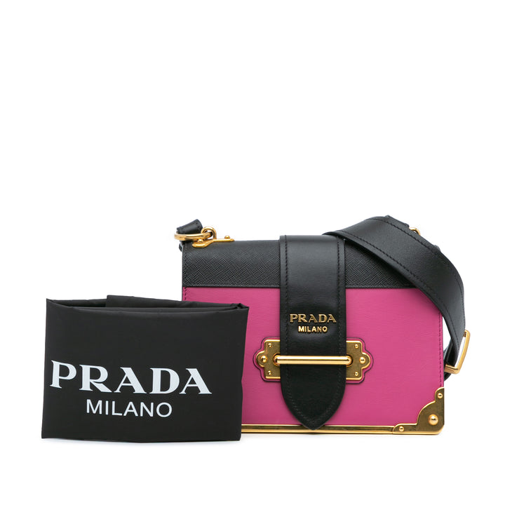 Saffiano Trimmed City Calf Cahier Crossbody Pink - Gaby Paris