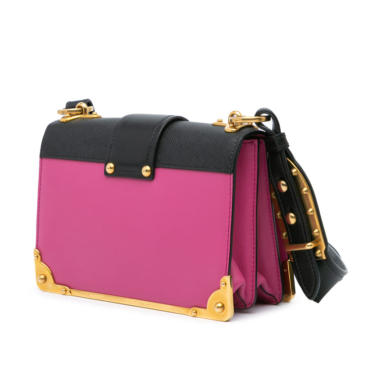 Saffiano Trimmed City Calf Cahier Crossbody Pink - Gaby Paris