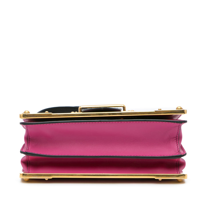 Saffiano Trimmed City Calf Cahier Crossbody Pink - Gaby Paris