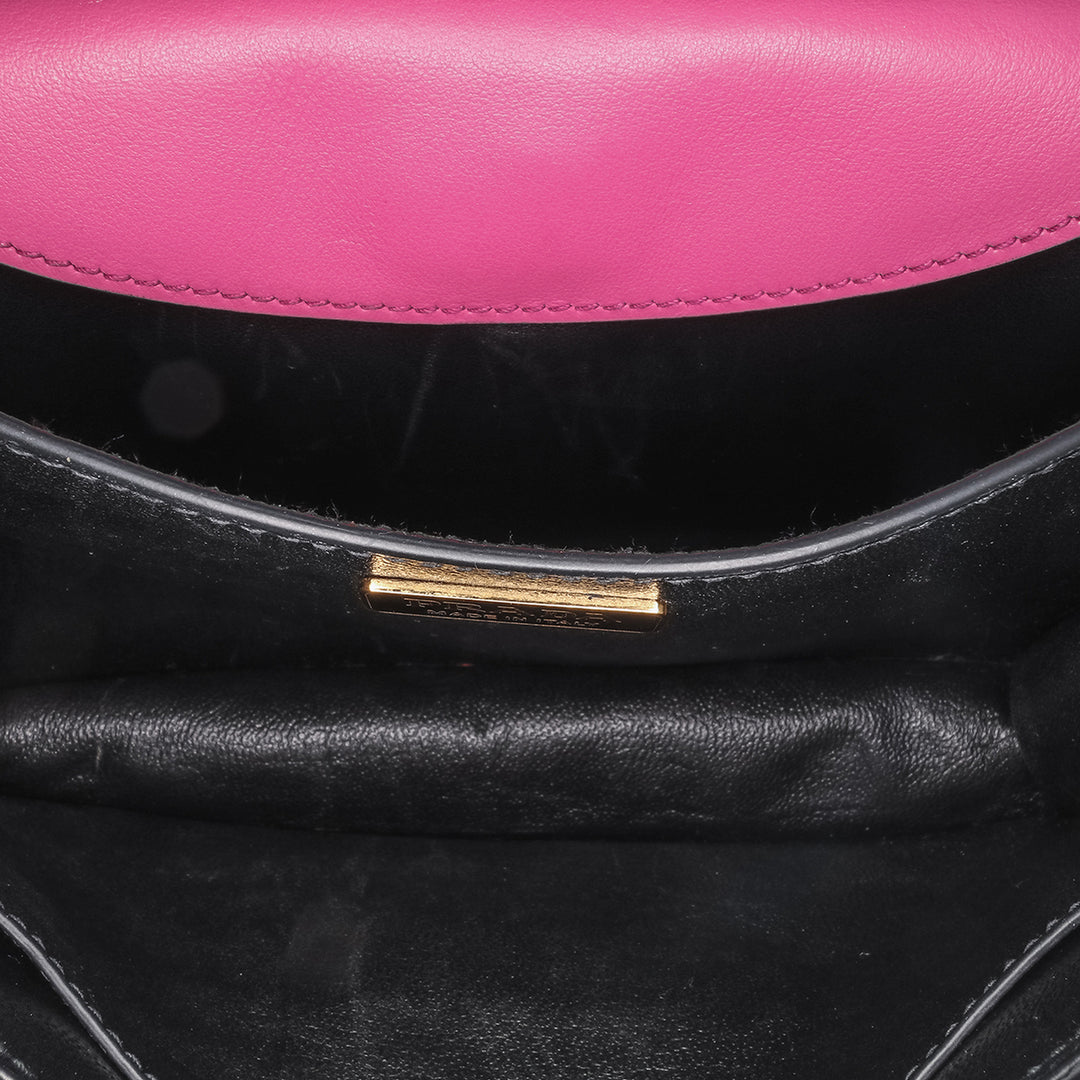 Saffiano Trimmed City Calf Cahier Crossbody Pink - Gaby Paris