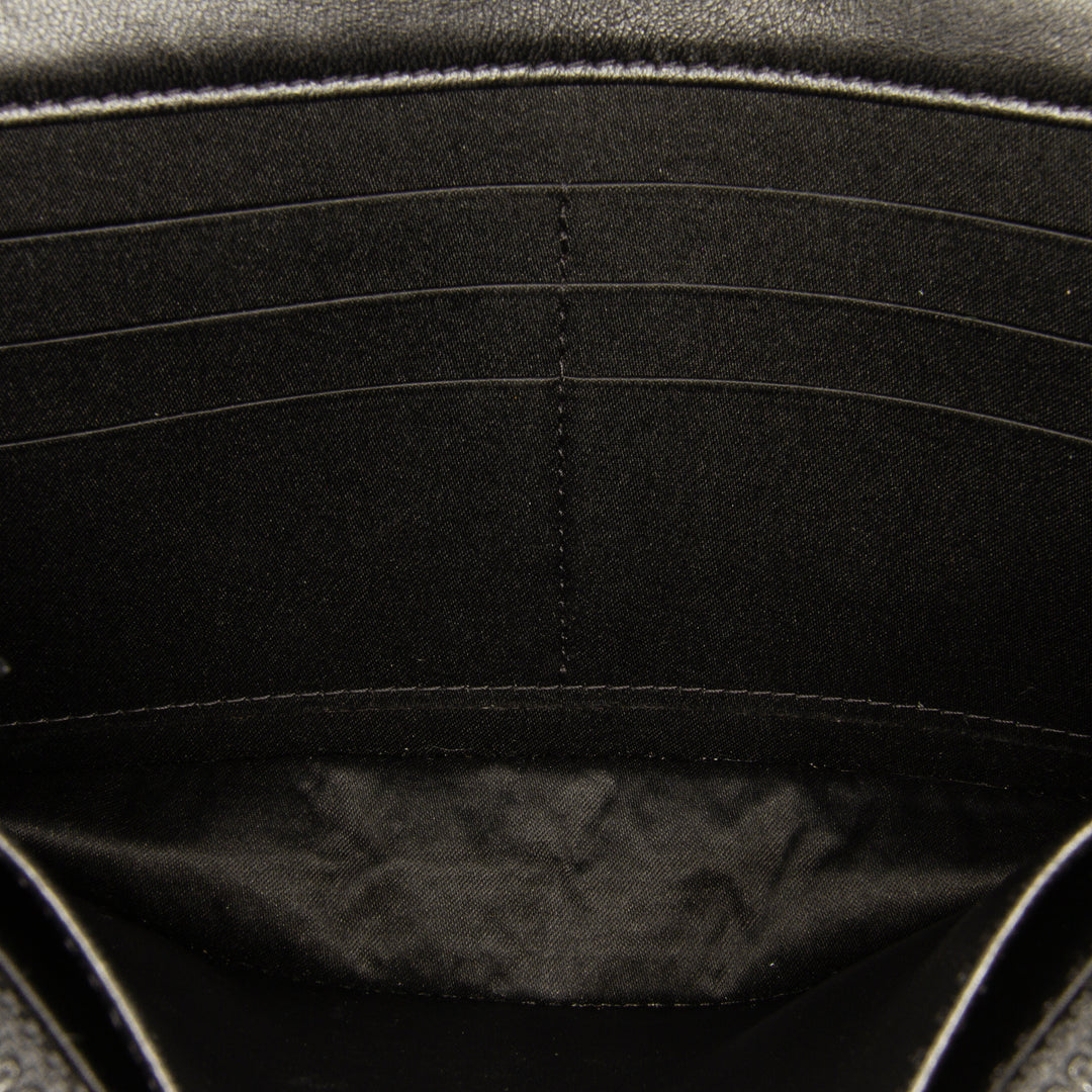 CC Quilted Crinkled Patent Wallet On Chain Black - Gaby Paris