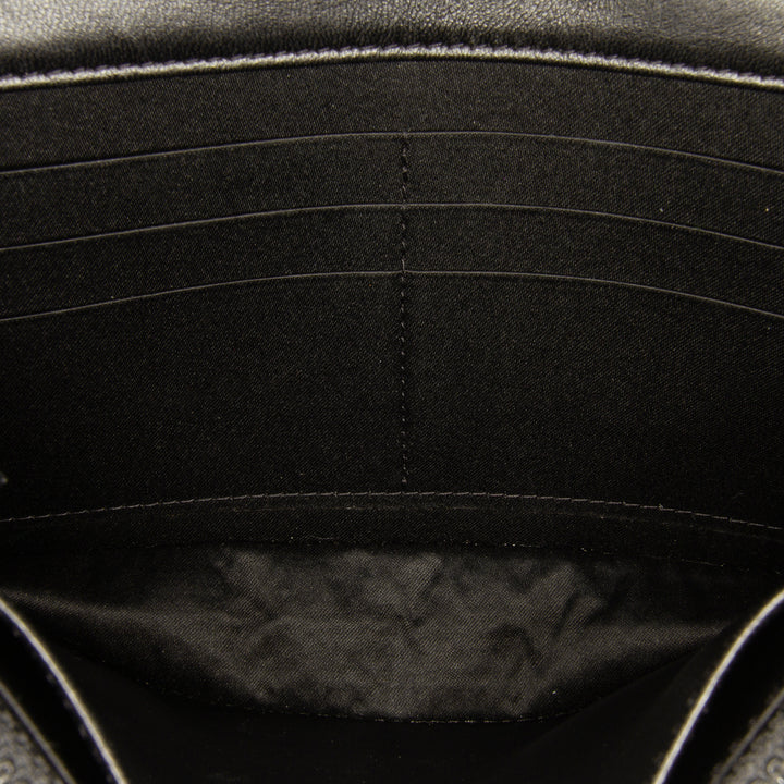 CC Quilted Crinkled Patent Wallet On Chain Black - Gaby Paris