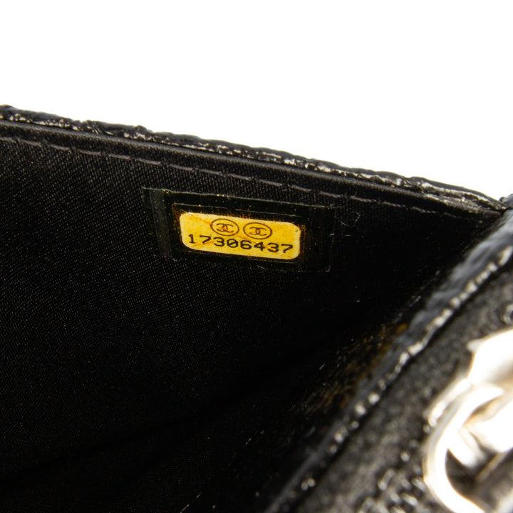 CC Quilted Crinkled Patent Wallet On Chain Black - Gaby Paris