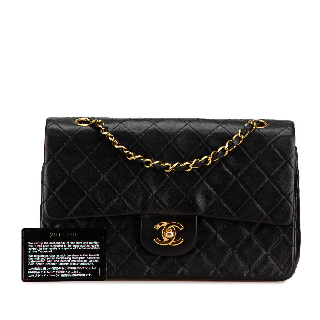 Medium Classic Lambskin Double Flap Black - Gaby Paris