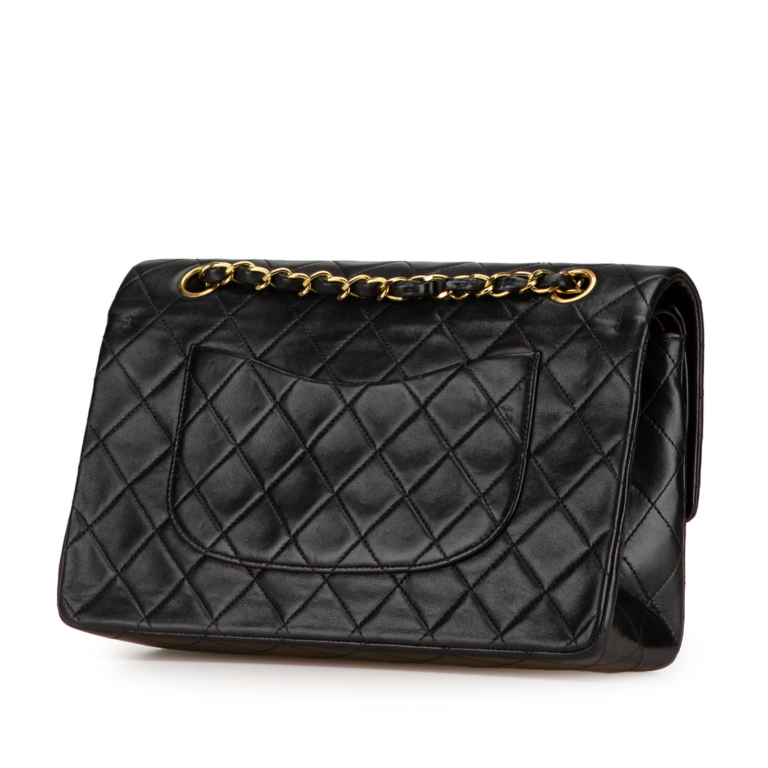 Medium Classic Lambskin Double Flap Black - Gaby Paris