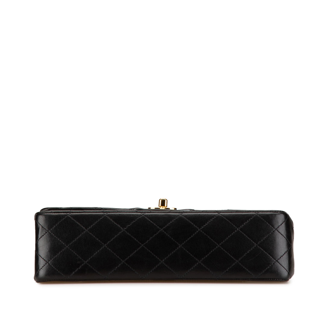 Medium Classic Lambskin Double Flap Black - Gaby Paris