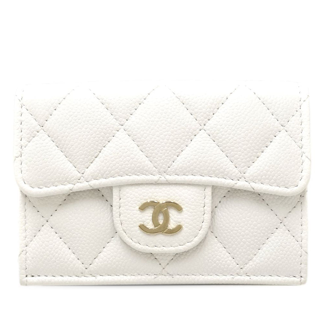 Chanel CC Matelassé Caviar à rabat Card Holder Portefeuille