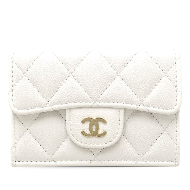 Chanel CC Matelassé Caviar à rabat Card Holder Portefeuille