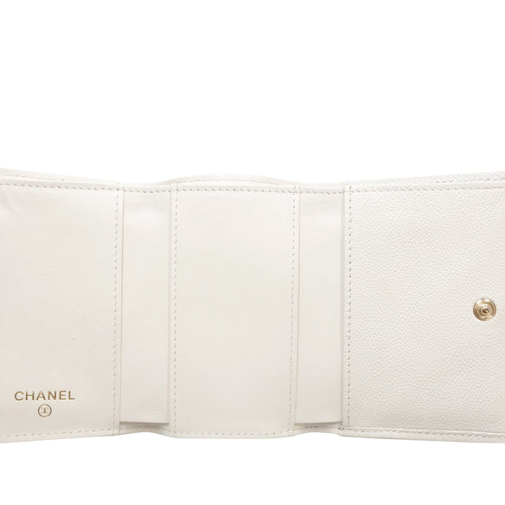 Chanel CC Matelassé Caviar à rabat Card Holder Portefeuille