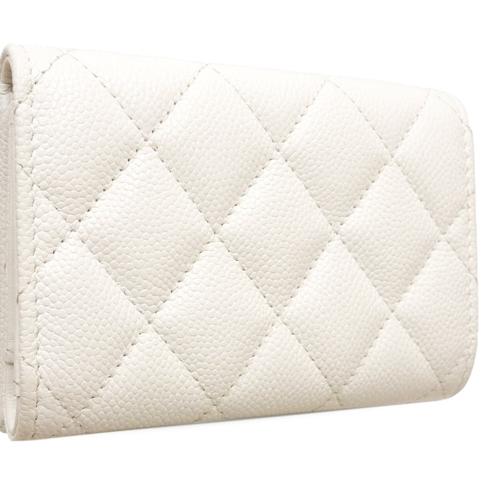 Chanel CC Matelassé Caviar à rabat Card Holder Portefeuille