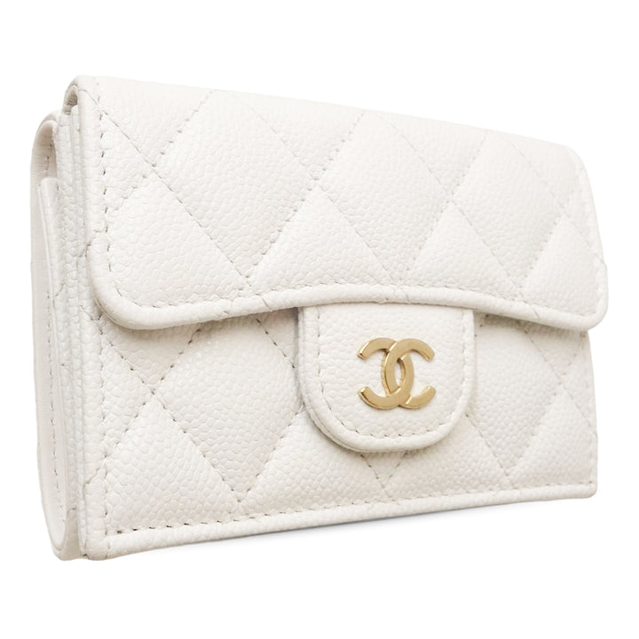Chanel CC Matelassé Caviar à rabat Card Holder Portefeuille